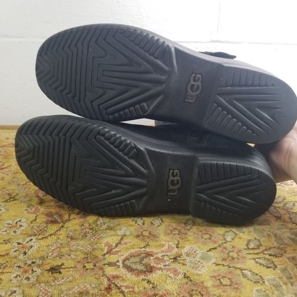 Ugg Robbie wool leather dark charcoal mid calf boots - Picture 3 of 14